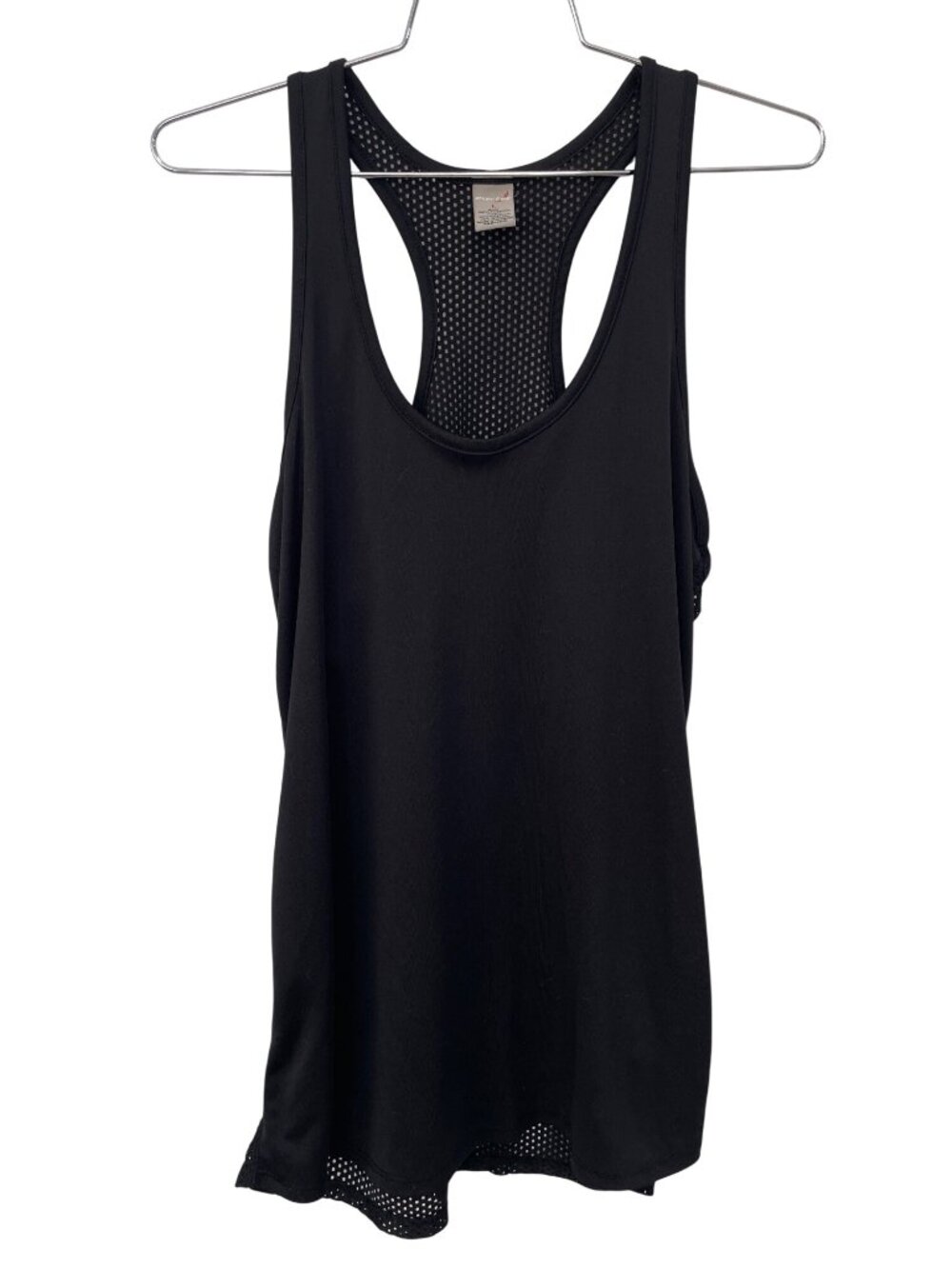 Exertek Tank Top Large Perforated Racerback Sleeveless Scoop Neck Black Sporty